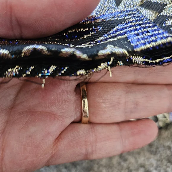 Patra Vintage 80's Gold Metallic Long Sleeve Tapestry Jacket Geometric Sz 16 - Picture 8 of 14